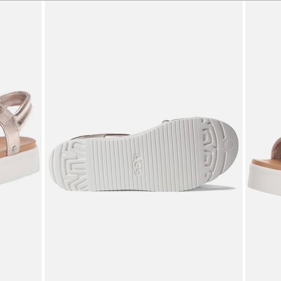 UGG Zayne Metallic Leather Platform Sandals - Rose Gold - Women's Size 10 - Picture 3 of 8